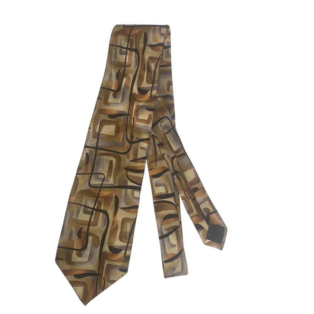 J. GARCIA Limited #43 Silk Necktie Designer NEW YORK AT NIGHT Gold 62”x4”